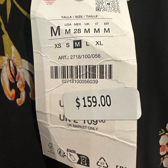 Zara Black Floral Maxi Dress - Picture 6 of 7